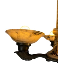 French Art Deco Alabaster Chandelier, 1930s